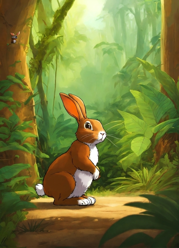 Rabbit, Plant, Cartoon, Painting, Rabbits And Hares, Fawn