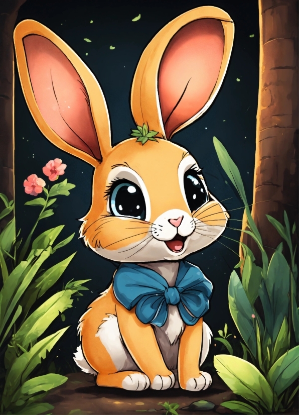 Rabbit, Plant, Cartoon, Vertebrate, Rabbits And Hares, Organism