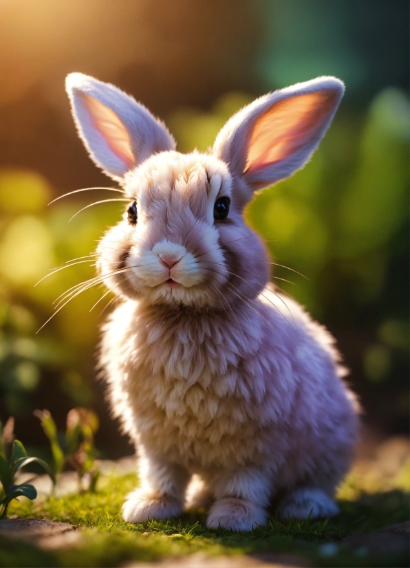 Rabbit, Plant, Ear, Organism, Whiskers, Grass