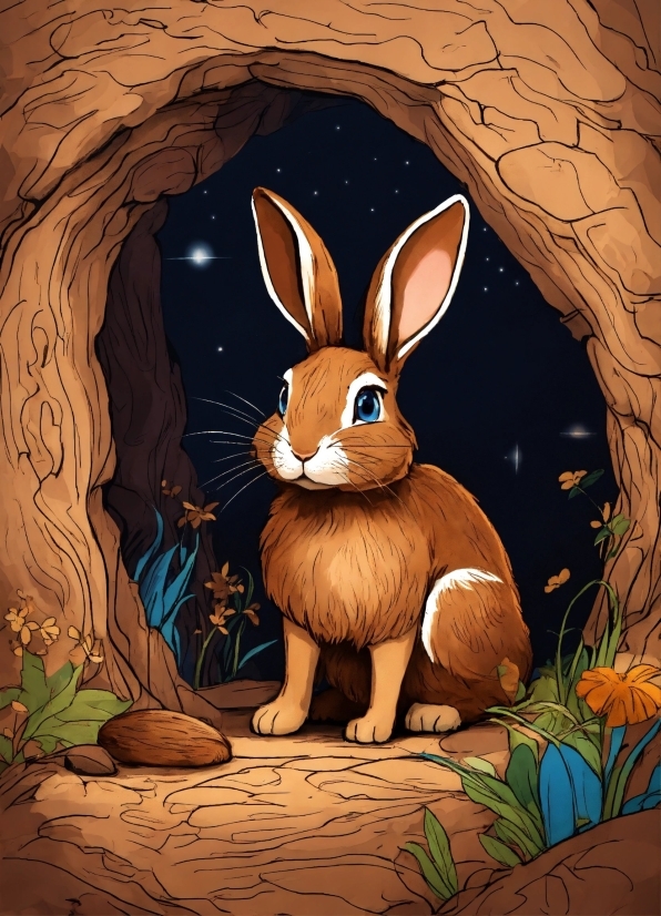Rabbit, Plant, Rabbits And Hares, Organism, Hare, Fawn