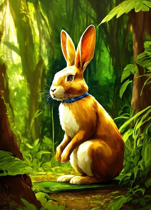 Rabbit, Plant, Rabbits And Hares, Organism, Hare, Painting