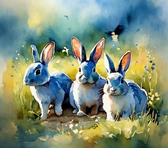 Rabbit, Rabbits And Hares, Ear, Fawn, Hare, Painting