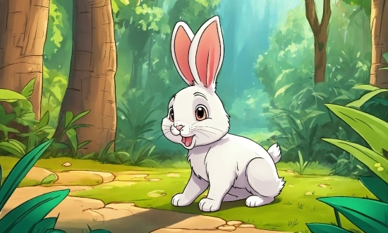 Rabbit, Vertebrate, Cartoon, Plant, Natural Environment, Organism