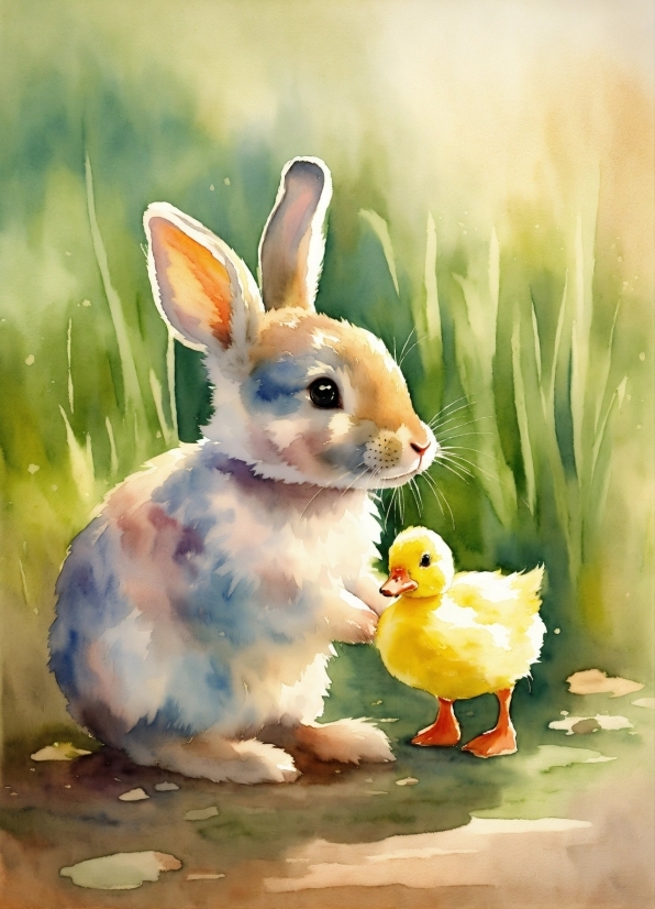 Rabbit, Vertebrate, Nature, Organism, Painting, Hare