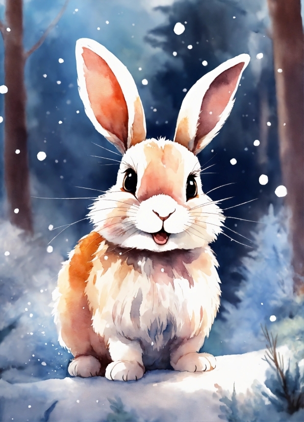 Rabbit, Vertebrate, Organism, Rabbits And Hares, Mammal, Snow