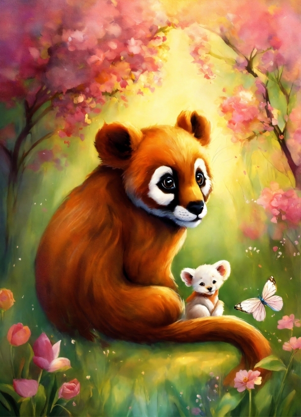 Red Panda, Plant, Vertebrate, Nature, Leaf, Cartoon