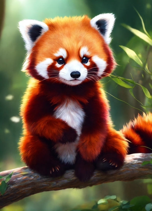 Red Panda, Vertebrate, Carnivore, Organism, Natural Material, Tree