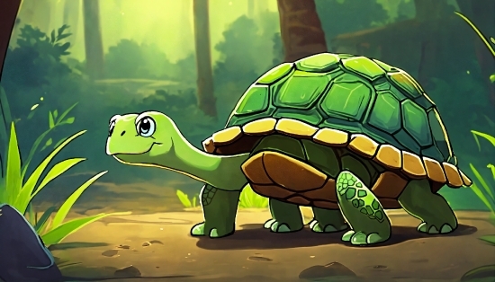 Reptile, Green, Cartoon, Organism, Turtle, Mammal