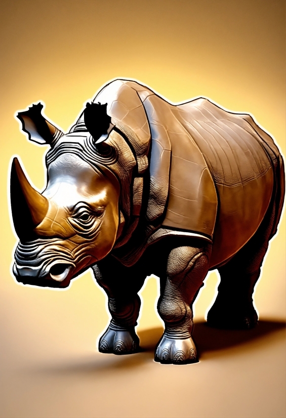 Rhinoceros, Toy, Wood, Fawn, Terrestrial Animal, Black Rhinoceros