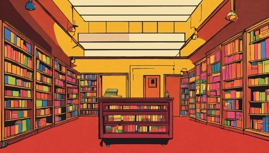 Shelf, Bookcase, Shelving, Publication, Symmetry, Art