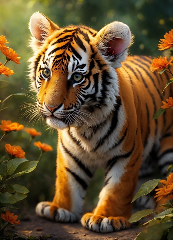 Siberian Tiger, Bengal Tiger, Tiger, Plant, Natural Environment, Flower