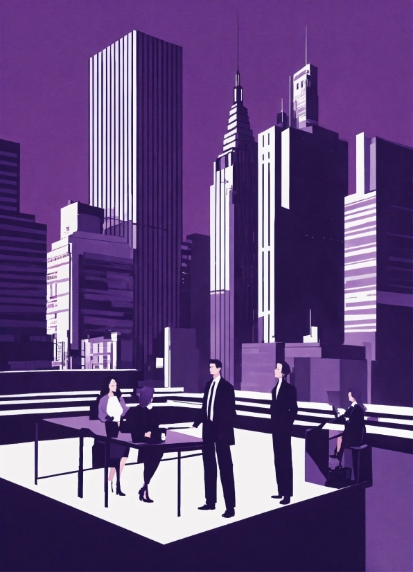 Skyscraper, Building, Purple, World, Architecture, Lighting