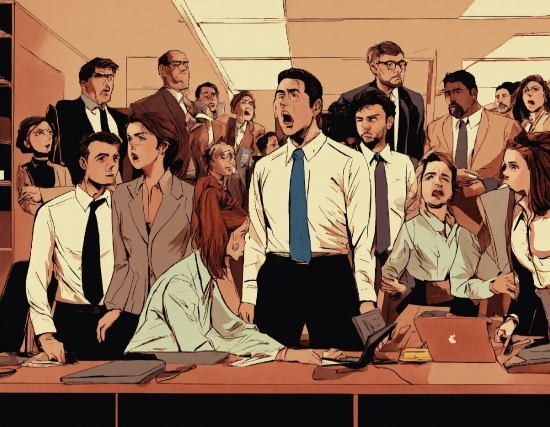 Small Artwork, Human, Fashion, Laptop, Tie, Social Group