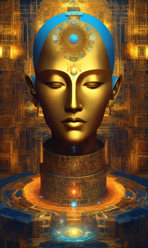 Smart Content Creator, Light, Amber, Temple, Sculpture, Gold
