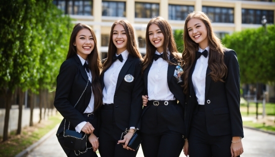 Smile, School Uniform, Plant, Social Group, Blazer, Formal Wear