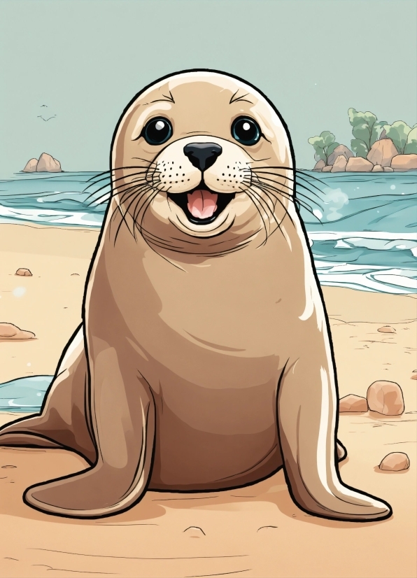 Smile, Water, Cartoon, Organism, Happy, Earless Seal