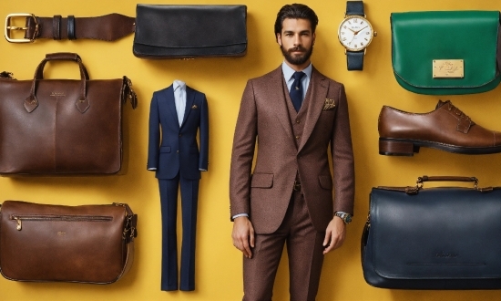 Suit Trousers, Automotive Design, Sleeve, Dress Shirt, Yellow, Bag