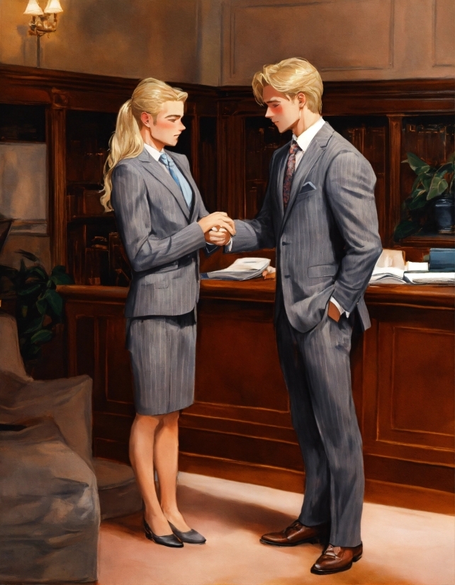 Suit Trousers, Greeting, Handshake, Organ, Picture Frame, Standing