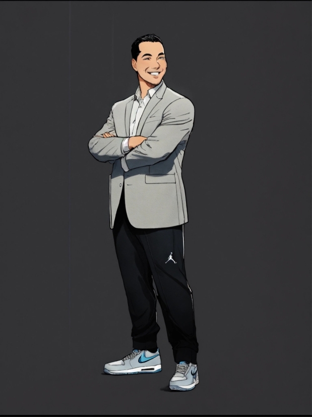 Suit Trousers, Hand, Smile, Sleeve, Dress Shirt, Gesture