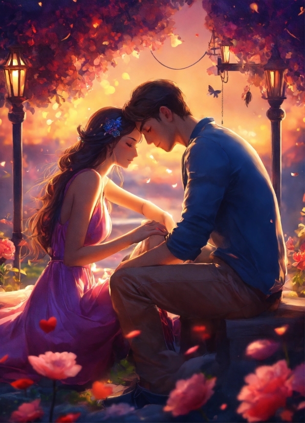 Summer Poster, Light, Kiss, Flash Photography, Orange, Happy
