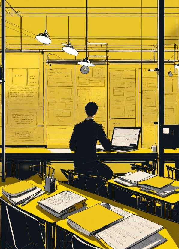 Table, Computer, Yellow, Desk, Personal Computer, Mixing Engineer