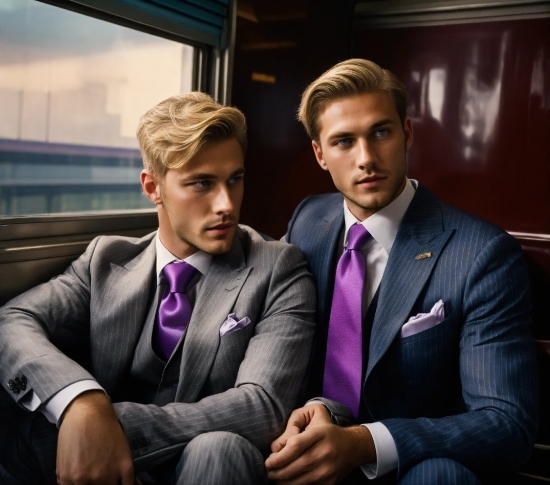 Tie, Dress Shirt, Flash Photography, Purple, Gesture, Suit
