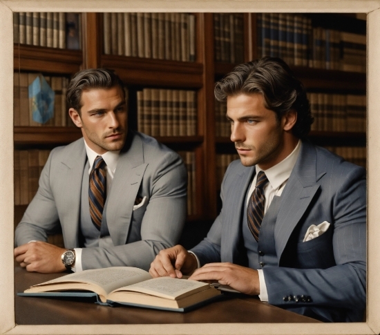 Tie, Table, Gesture, Collar, Suit, Sleeve