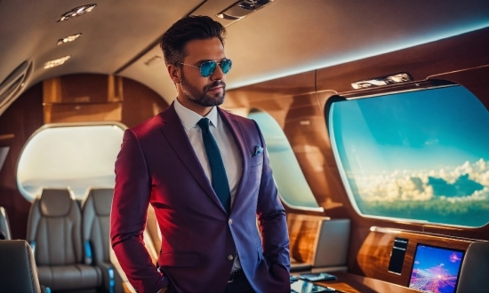 Vehicle, Automotive Design, Air Travel, Tie, Sunglasses, Collar