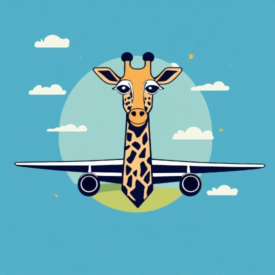Vehicle, Vertebrate, Azure, Giraffe, Font, Aircraft