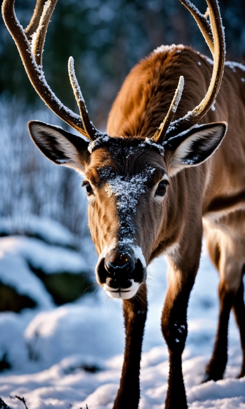 Vertebrate, Deer, Snow, Organism, Mammal, Fawn