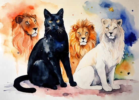 Vertebrate, Felidae, Art Paint, Cartoon, Carnivore, Mammal