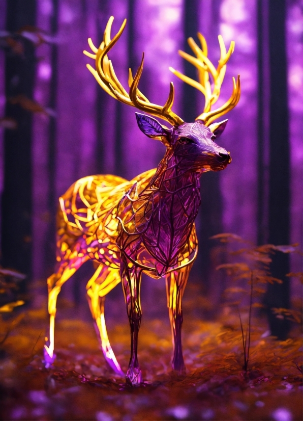 Vertebrate, Light, Purple, Elk, Organism, Deer