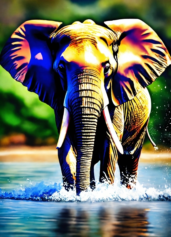Water, Elephant, Plant, Nature, Elephants And Mammoths, Working Animal