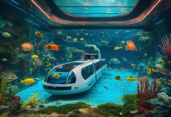 Water, Vertebrate, Azure, Underwater, Window, Vehicle