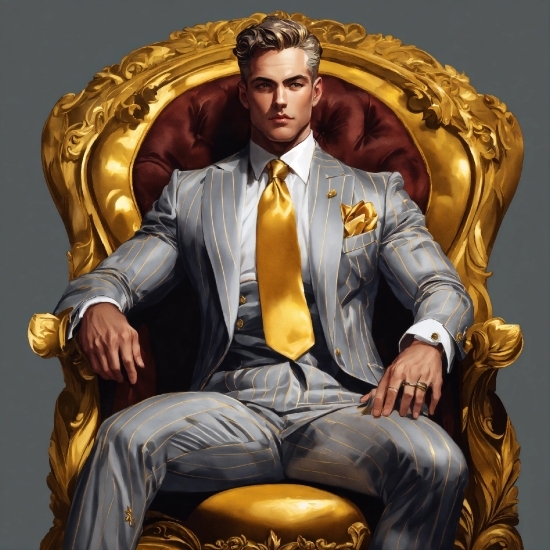Yellow, Tie, Blazer, Formal Wear, Art, Painting