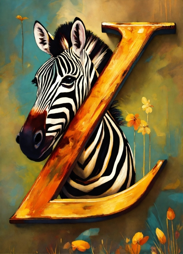 Zebra, Art, Paint, Plant, Painting, Snout