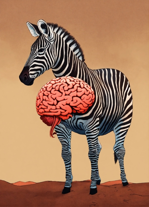 Zebra, Organism, Art, Painting, Fawn, Terrestrial Animal