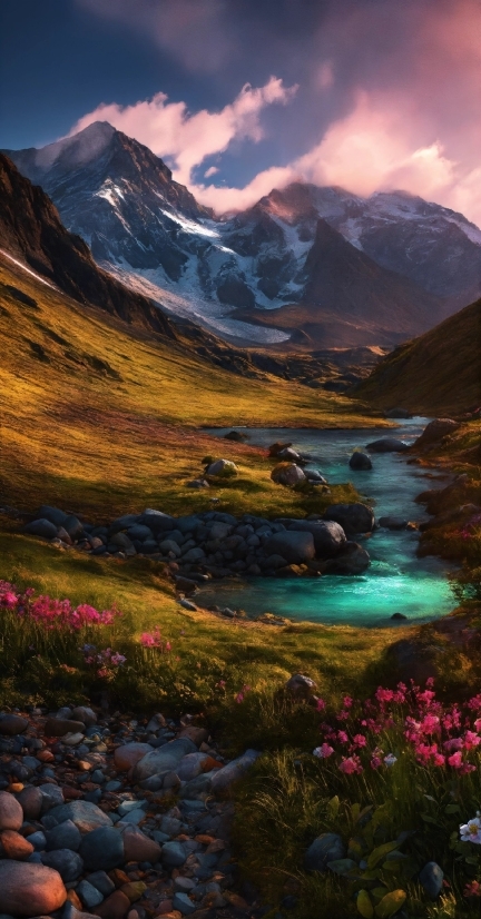 Ai Solutions Development Company, Flower, Mountain, Cloud, Plant, Water