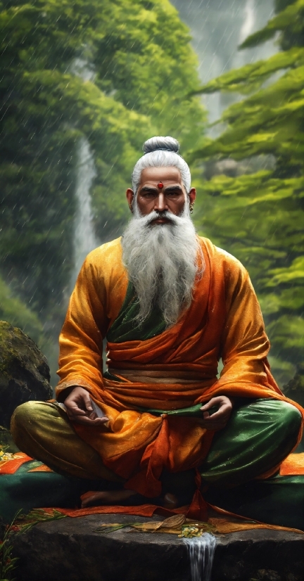 Beard, Temple, Landscape, Guru, Monk, Sitting