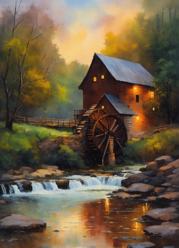 Building, Water, Plant, Window, Gristmill, Natural Landscape