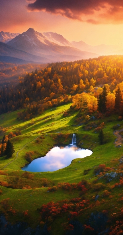 Crayon Ai Art Generator, Water, Sky, Mountain, Plant, Natural Environment