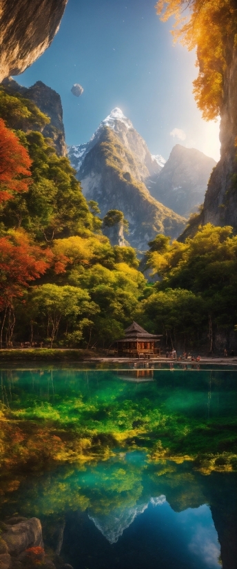 Dolly Ai Art Generator, Water, Cloud, Sky, Mountain, Light