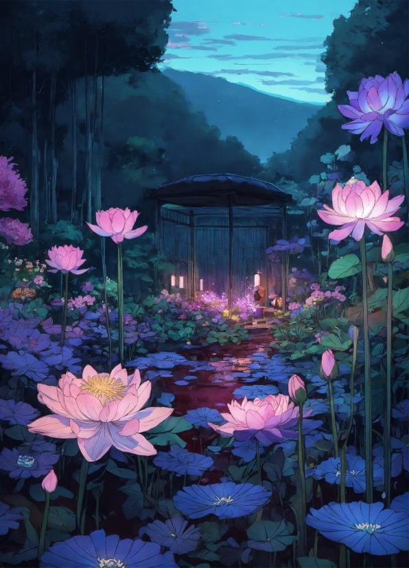 Flower, Plant, Water, Blue, Light, Lotus