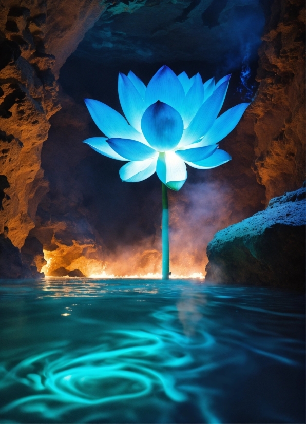 Flower, Water, Plant, Light, Blue, Sky