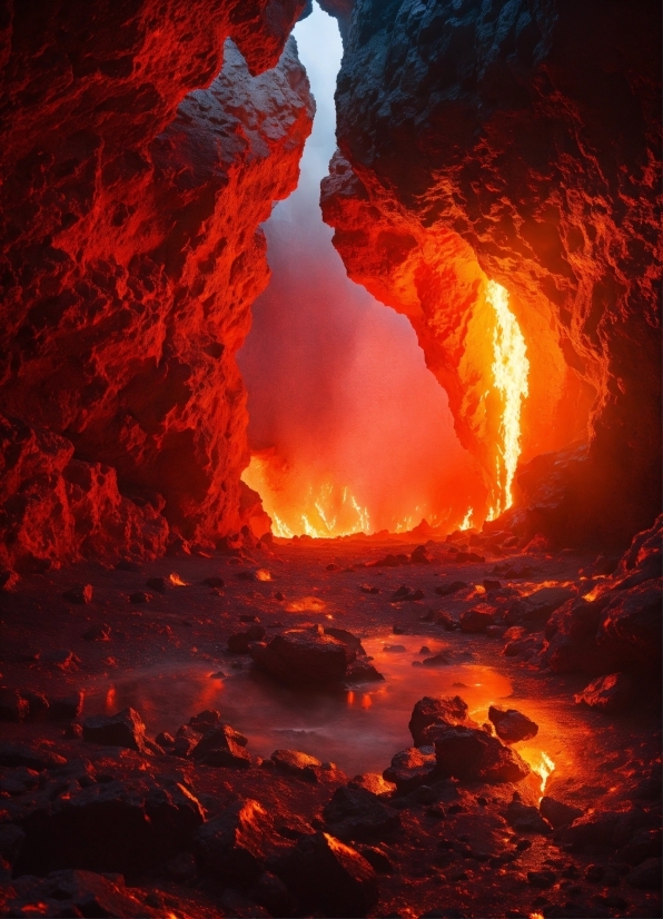 Lava, Fissure Vent, Flame, Fire, Types Of Volcanic Eruptions, Heat