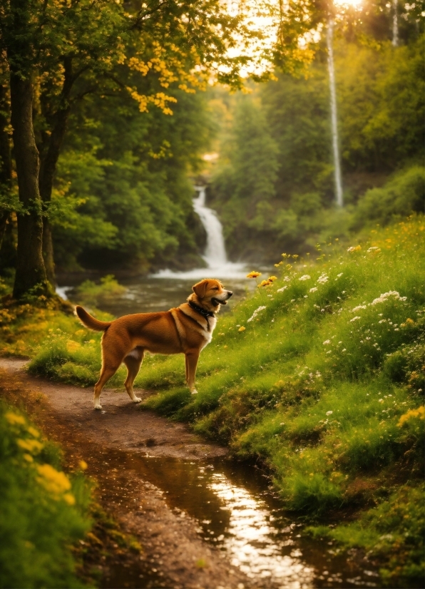 Plant, Dog, Light, Green, Water, Dog Breed