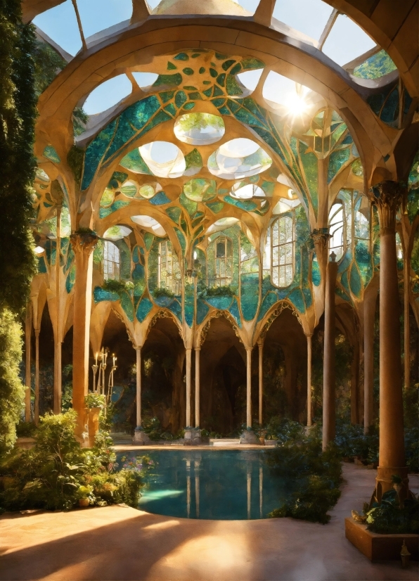 Plant, Lighting, Interior Design, Water, Landmark, Arecales