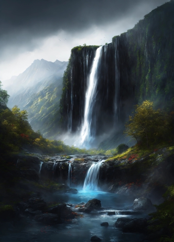 Prompt Generator Midjourney, Water, Cloud, Sky, Mountain, Natural Landscape