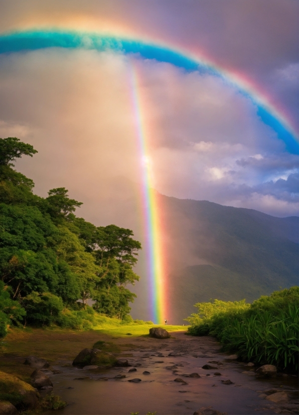 Rainbow, Cloud, Sky, Plant, Atmosphere, Ecoregion