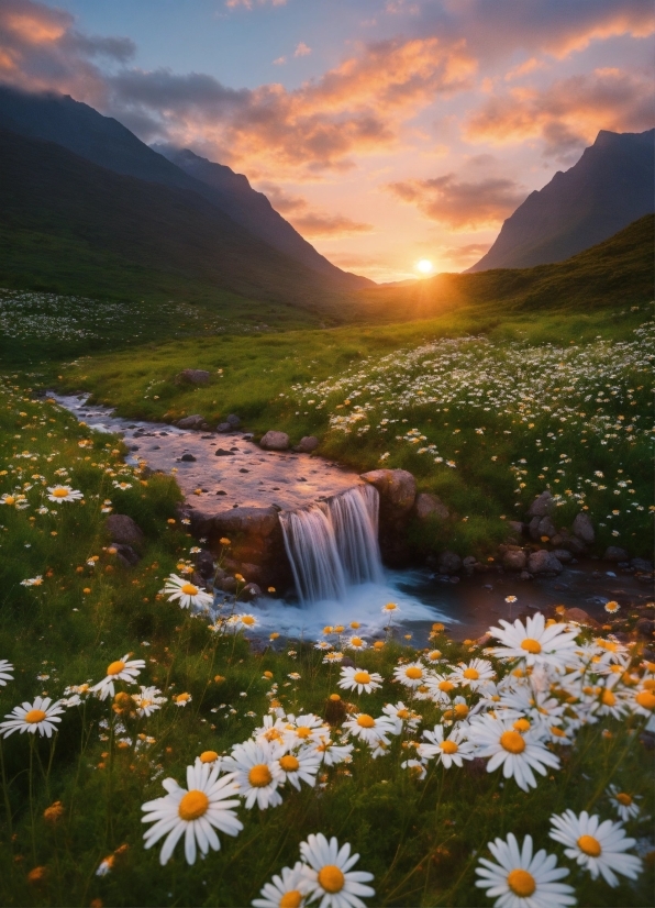 Synthesis Ai, Sky, Cloud, Flower, Plant, Mountain